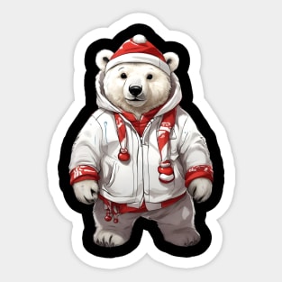 Polar bear wearing a Christmas costume Sticker